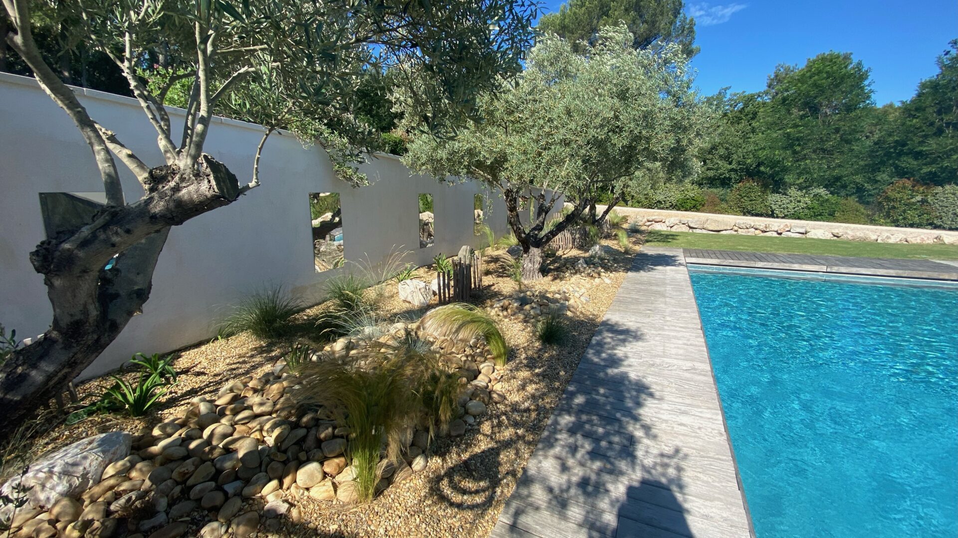Plage de piscine les jeunes pousses