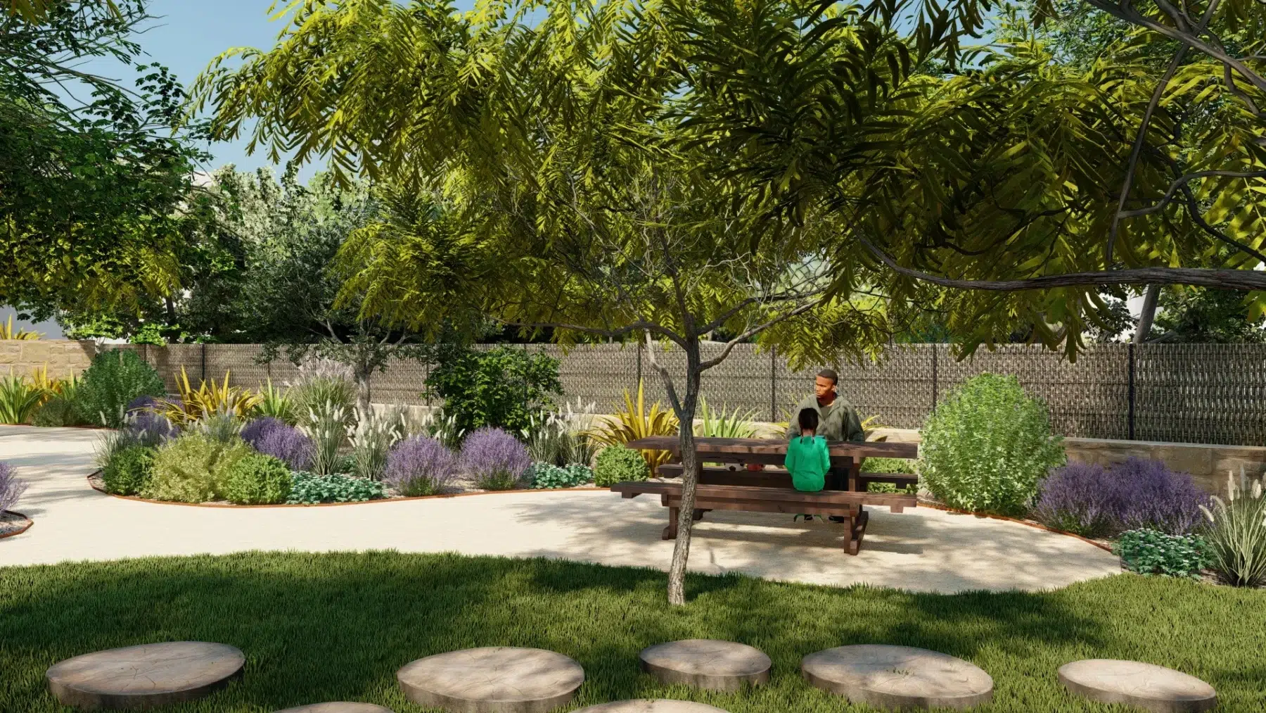 Rendu 3D d'un projet de jardin – Les Jeunes Pousses (vue 31)